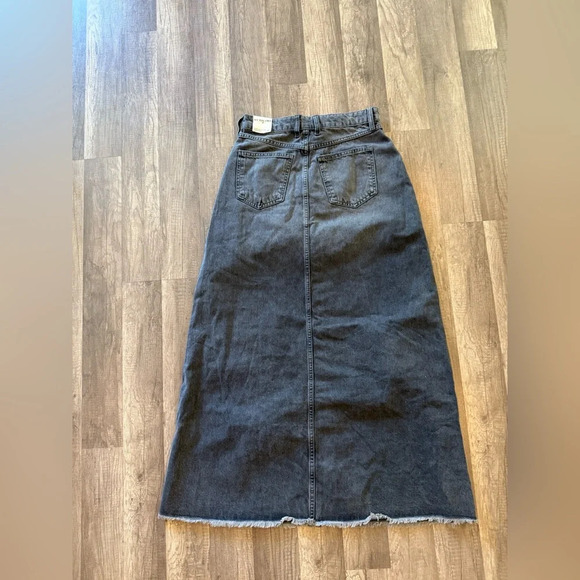 NWOT free people Come As You Are Denim Maxi Skirt Mid Rise Cotton Size 2 Grey - Picture 3 of 9